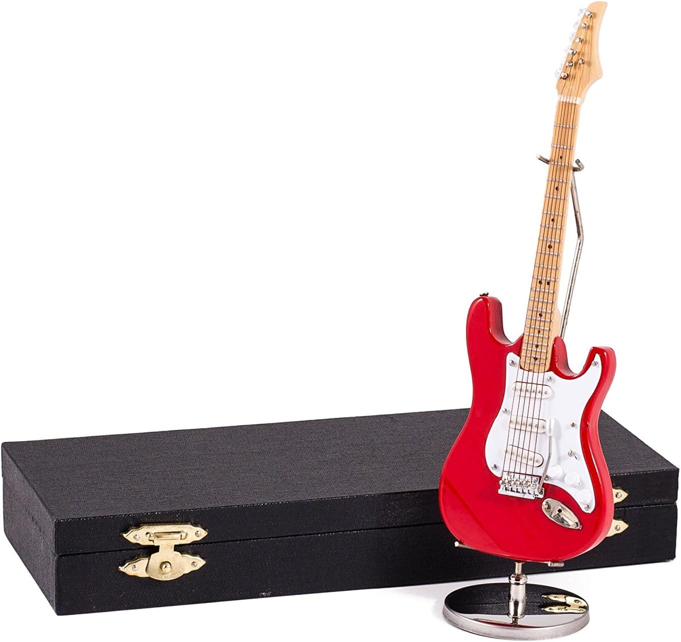 Red Electric Guitar Music Instrument Miniature Replica with Case - Size 7 in.