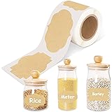 FYY Jar Labels Stickers, 150 PCS Self-Adhesive Labels, Kraft Label Stickers, Blank Gift Tags Sticker, Holiday Present Sticker