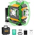 Laser Level 360 self leveling, SAVSEC 3 x 360° Brightness Adjustable Lazer Leveler Tool, 3D Rechargeable Green Cross Line Laser for Construction and Picture Hanging - Magnetic Fine-adjust Wall Bracket