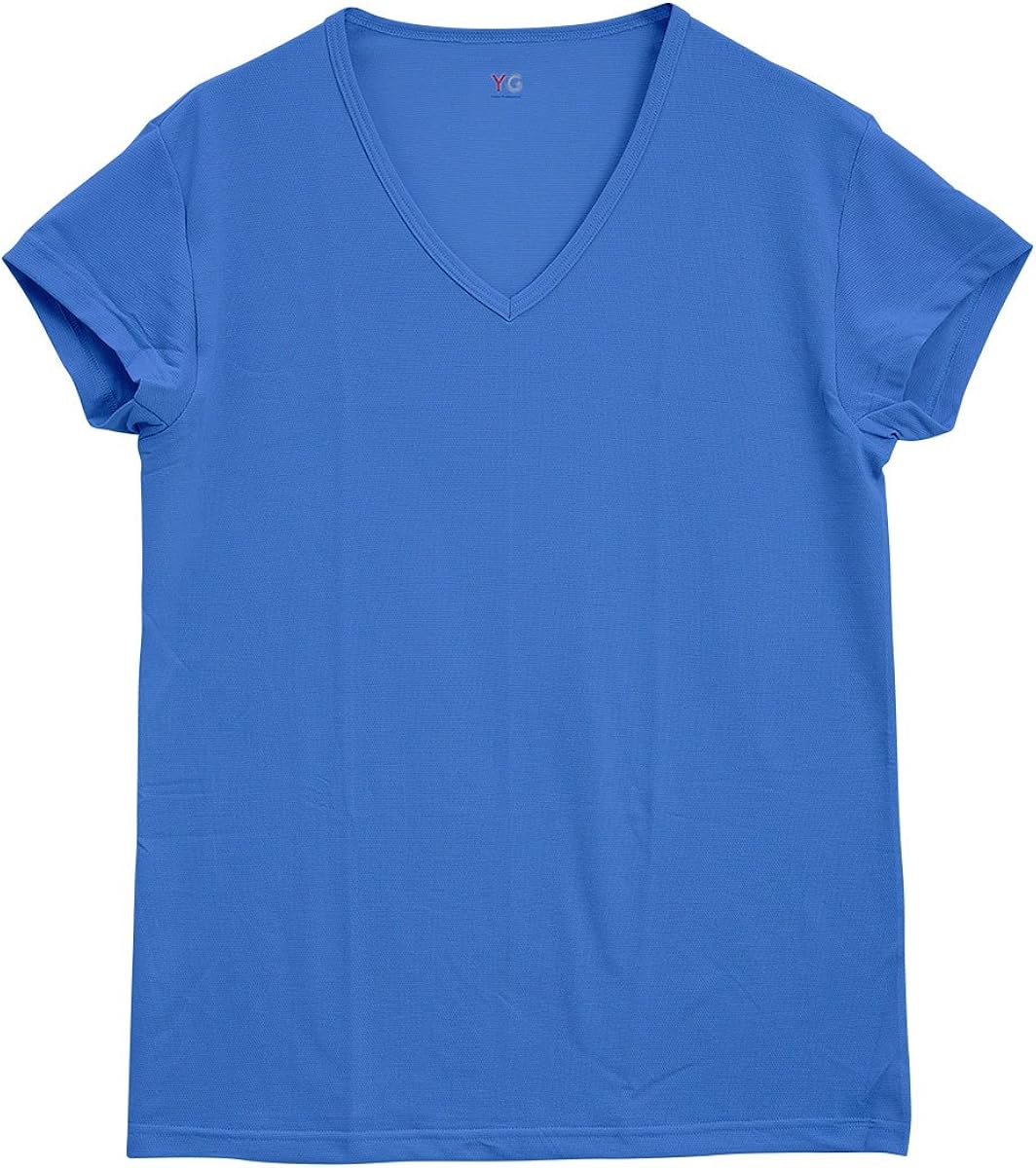 Amazon ワイジー Yg Dry Cool 鹿の子編み Vネック Tシャツ 袖丈短め 汗取りパッド付き クール Bu ブルー Ll インナーシャツ 通販