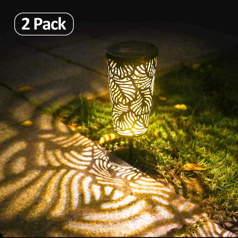 Petrala 2 Pack Solar Garden Stake Lights Outdoor 7 Lumen Vintage Metal Decorative Lighting for Lawn Yard Gifts for Family