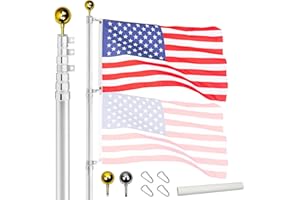 25 FT Flag Poles for Outside Telescoping Pole Holder Aluminum Heavy Duty Flag Pole in Ground Flag Stand with Canadian Flags f