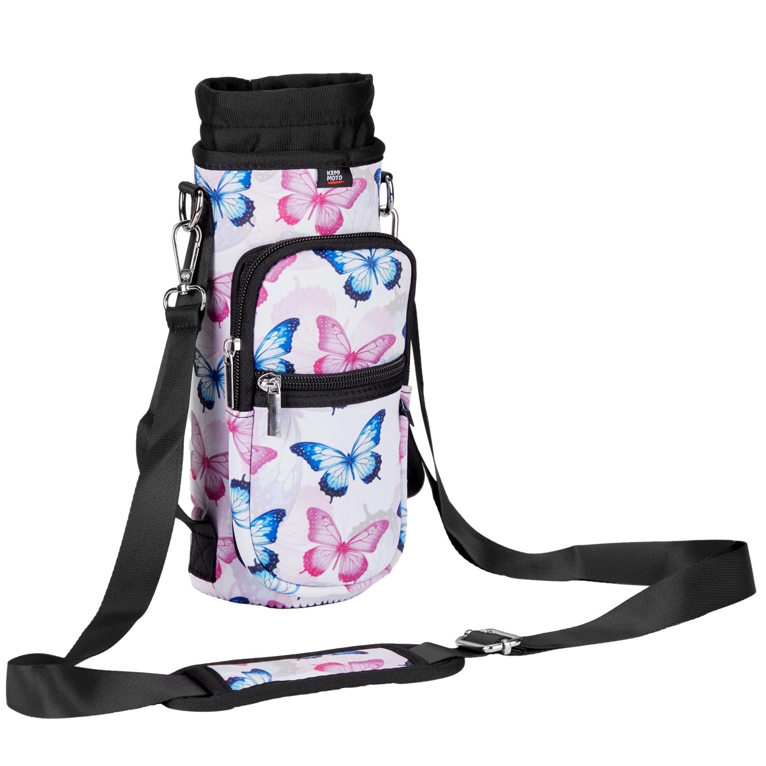 KEMIMOTO Water Bottle Carrier Holder Bag, Portable Bottle Sling Bag with Adjustable Shoulder Strap for Men Women Kids Hiking and Other Outdoor Activities(750ML)