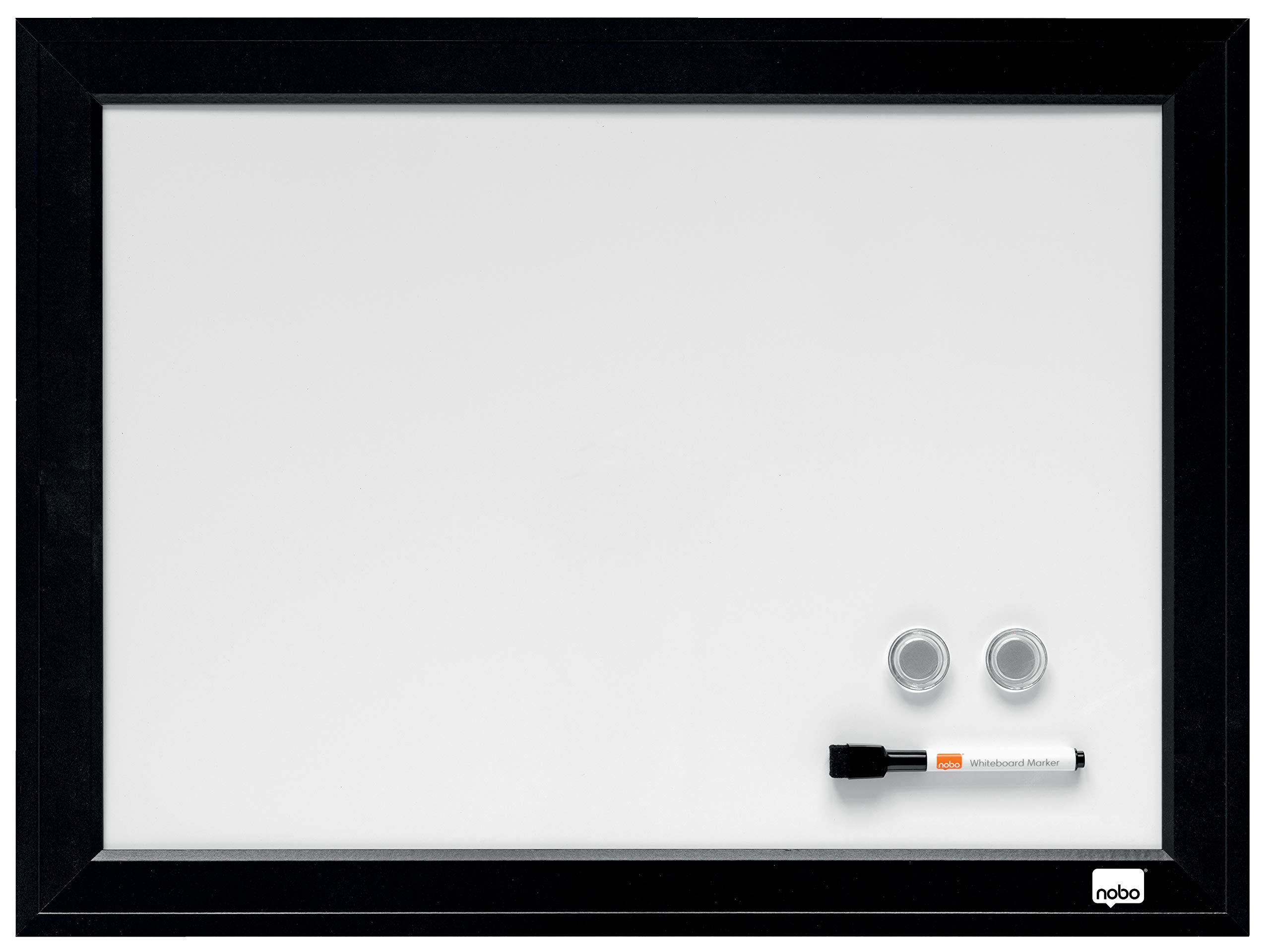 Nobo Small Magnetic Whiteboard With Black Frame, Wall Mountable, Includes Fixing Kit, Home/Office, 585 x 430 mm, 1903785