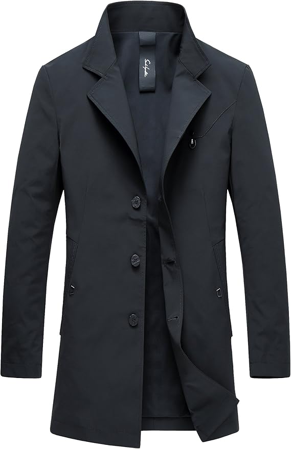 Amazon Co Jp トレンチコート メンズ ビジネス 大きい チェスターコート メンズ ロング丈 ステンカラーコート メンズ ビジネス スプリングコート メンズ ビジネス オーバーサイズ コート メンズ ブラック Xxxl 服 ファッション小物