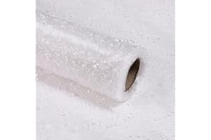 Oakbud 1Roll Flower Wrapping Mesh Paper Snow Dot Yarn Floral Bouquet Gift Packaging Paper Craft Net Paper Florist Supplies for Wedding Mothers Day Valentines Day 19.7inch x 4Yard (White)