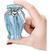 Memorials Small Urns for Human Ashes Keepsake Aluminum Mini Urns for Ashes with Angel Wing Charm Decorative Burial Urn Funeral Cremation Urns for Women and Men (Ocean Blue)