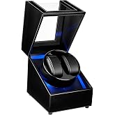 Mcbazel Watch Winder with Led Light, Dual Watch Winder Box for Automatic Watches, Ultra-Quiet Motor, 5 Rotation Modes, Gifts for Men, Beloved, Women