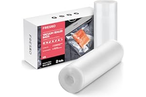 FRESKO 8"x20' Vacuum Sealer Bags for Food, 2 Rolls Customized Size Storage Bags with BPA Free, Heavy Duty Food Bags for Meal Prep and Sous Vide Cooking
