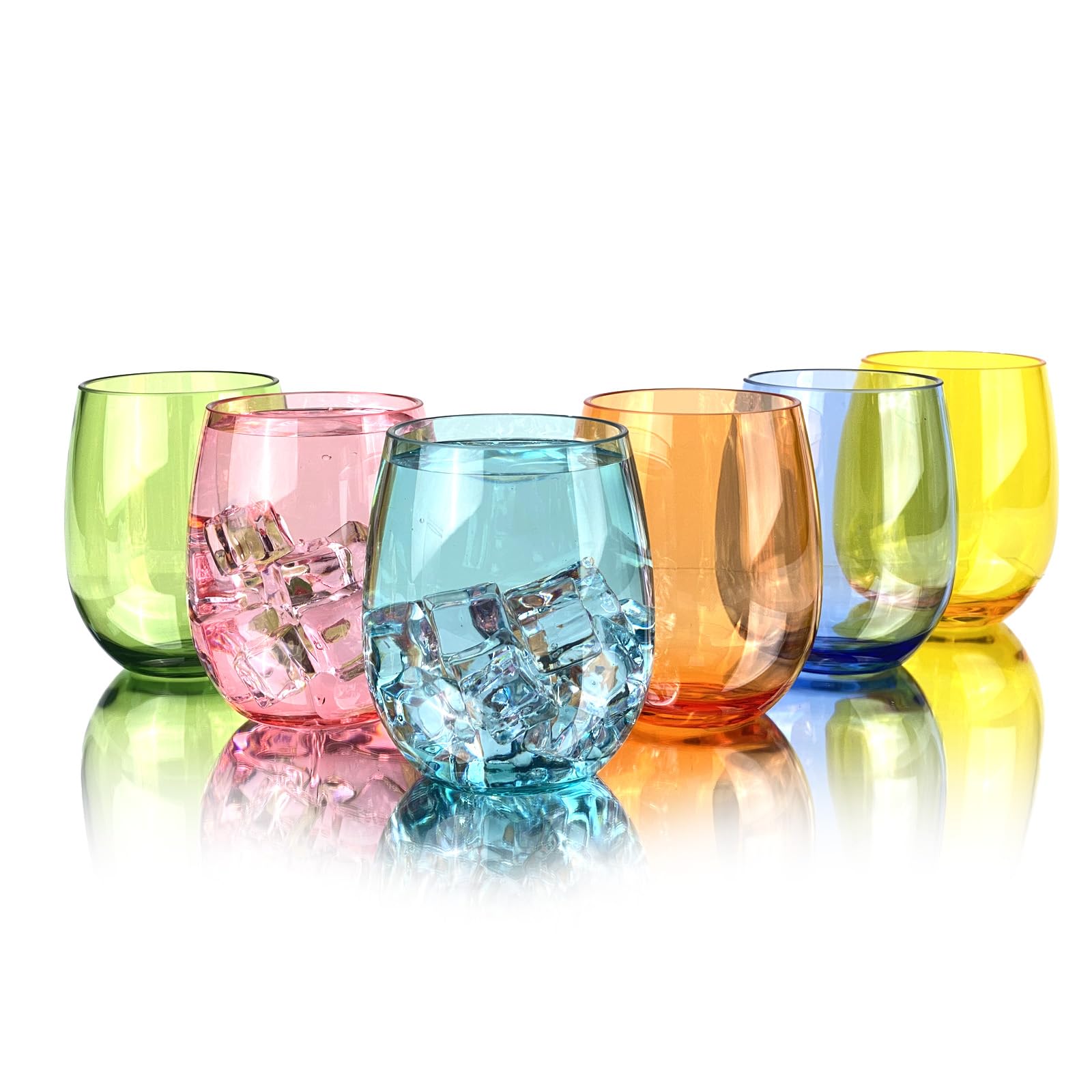yongzhenlite Set of 6 Acrylic Wine Glasses,Plastic Glasses Cup,20 Ounce Drinking Tumbler for Indoor Outdoor Party Use,BPA Free,Dishwasher Safe (Multi Color)
