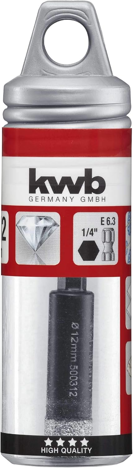 kwb Diamond Tile Hole Drill Bit for Power Drills E 6.3 Shank, 12mm Diameter, Hexagonal E 6.3, 12 mm - Image 4