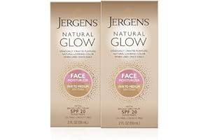 Jergens Natural Glow Face Self Tanner Lotion SPF 20, Sunless Tanning, Fair to Medium Skin Tone, Daily Facial Sunscreen, Oil-Free, Broad Spectrum UVA and UVB Protection, 2 Oz, Pack of 2