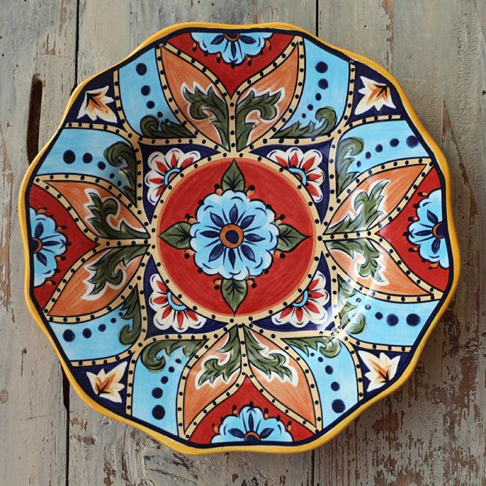 Powzz ornament Bohemian ceramic plate hand-painted boutique glaze color craft hanging plate decorative plate@Labaka market