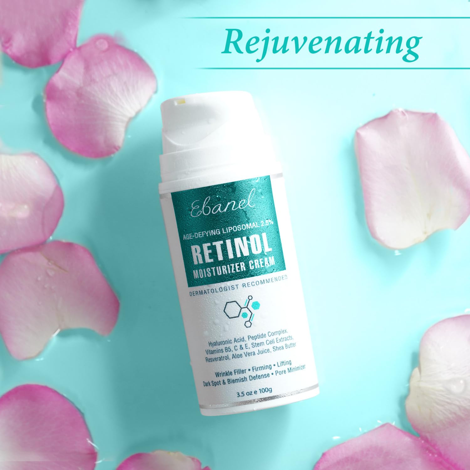 Ebanel 2.5 Retinol Cream Face Moisturizer with Peptides, Vitamin C, Hyaluronic Acid, Anti Aging