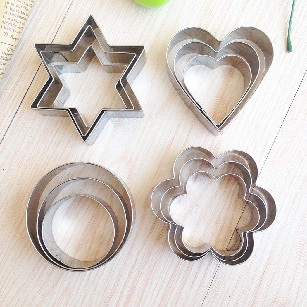 Lazinem 12PCS Baking Mould Cake Star Heart Flower Cutter Cookie DIY Mold Kitchen Tools Cookie Cutters