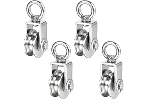 SHINICO Stainless Steel Small Pulley M25 4pcs，for Outdoor DIY Pulley System, Bird Feeder Sun Shade, Tent Poles, Kayak