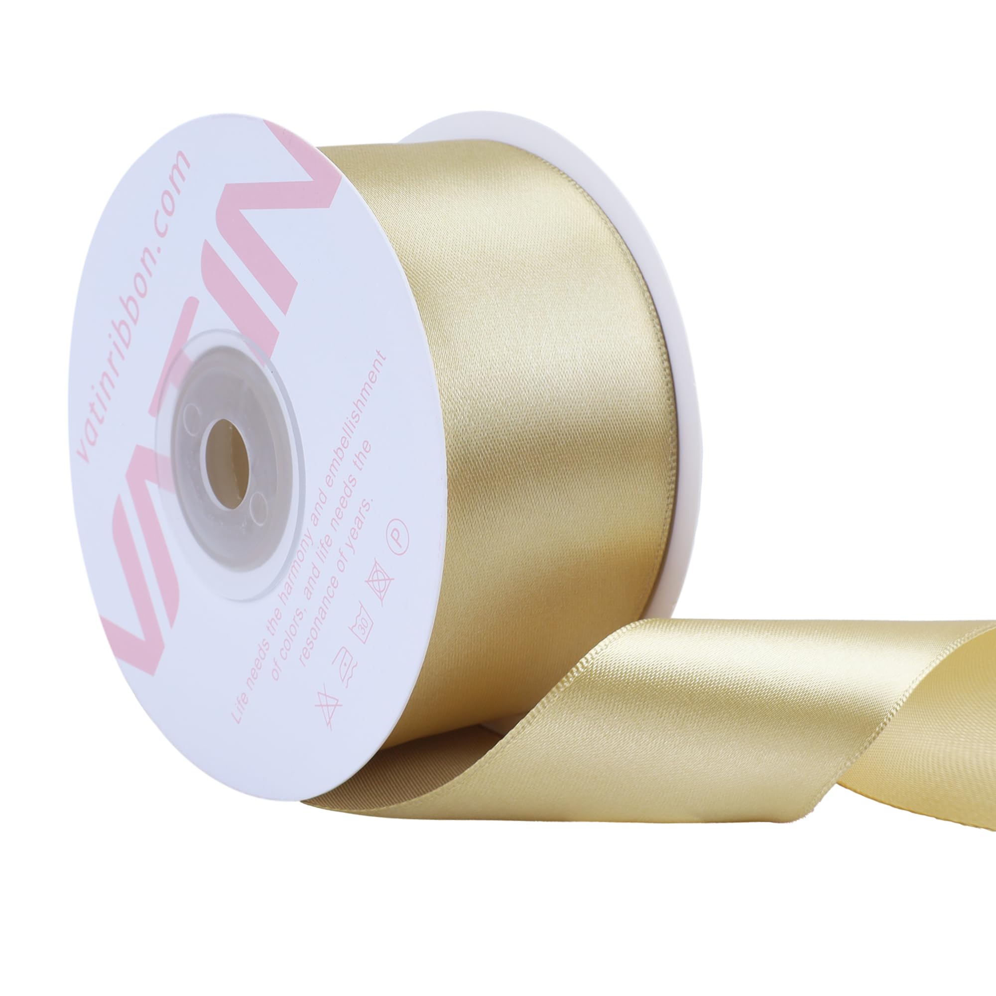 VATIN Gold Satin Ribbon Polyester 40mm X 23m(25 Yards) Craft Fabric Ribbon Perfect for Gift Wrapping,Hair Bow,Party Balloon Trimming, Cake Decoration Sewing and Other Craft Projects