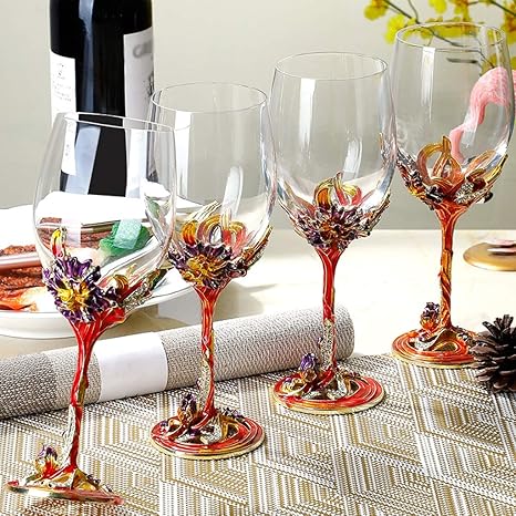Amazon Com Crystal Red Wine Glass Wine Set Home Goblet Wedding Birthday Gift 350ml Fanjiani Color Red Size 4 Sticks Wine Glasses amazon com