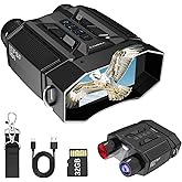 Night Vision Goggles & Night Vision Binoculars, 4000mAh Rechargeable Battery, 32GB Card, Built-in Flashlight & Backlit Buttons, Ideal Gifts for Men/Dad/Husband, 8X Zoom Camping & Hunting Gear.（Black）