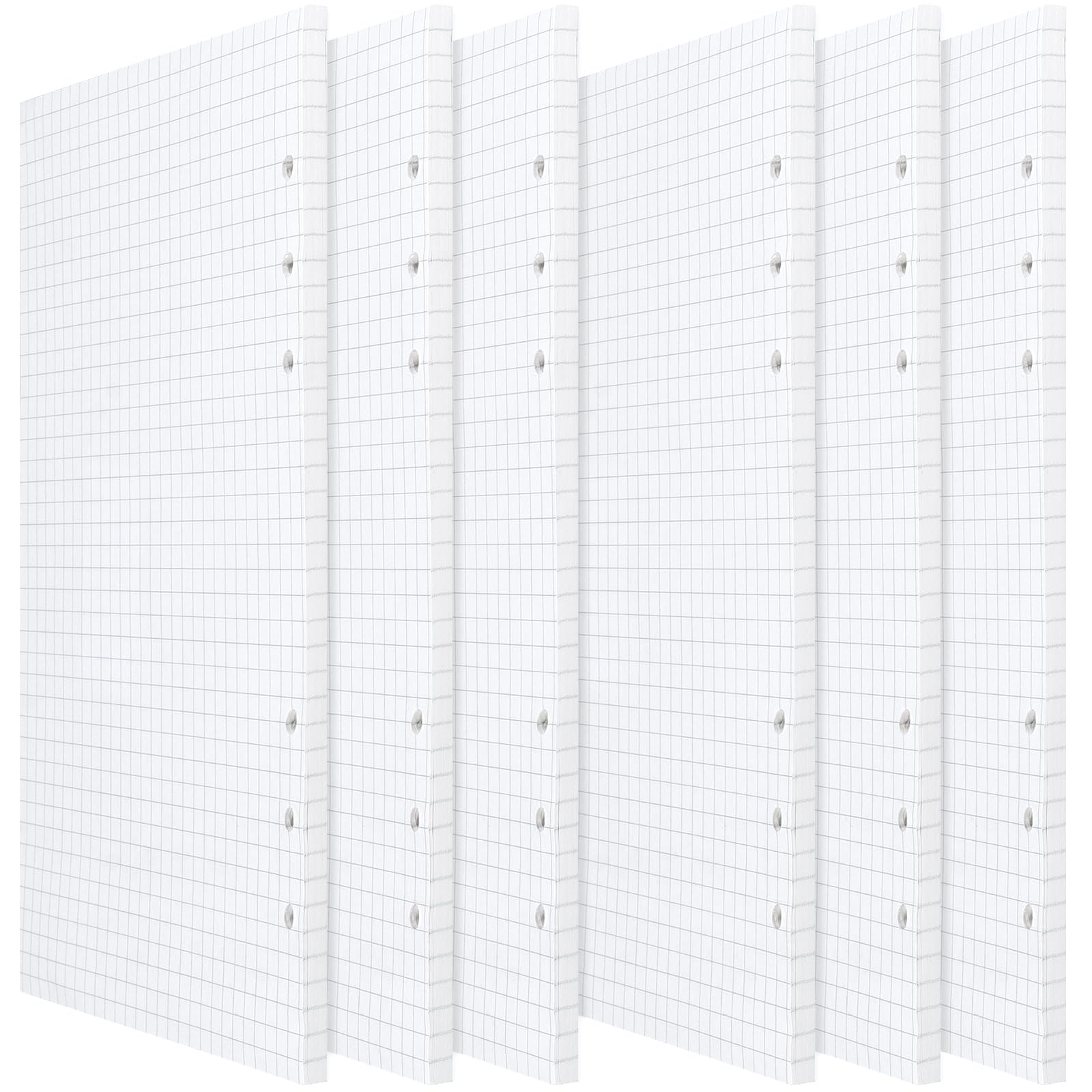 ZEONHEI 270 Sheets A5 Paper Squared, 6 Holes Refill Paper, Grid Paper, Refillable Refill Paper Refill Pads for A5 Notebook, Diary, Sketch, DIY. 6 Pack