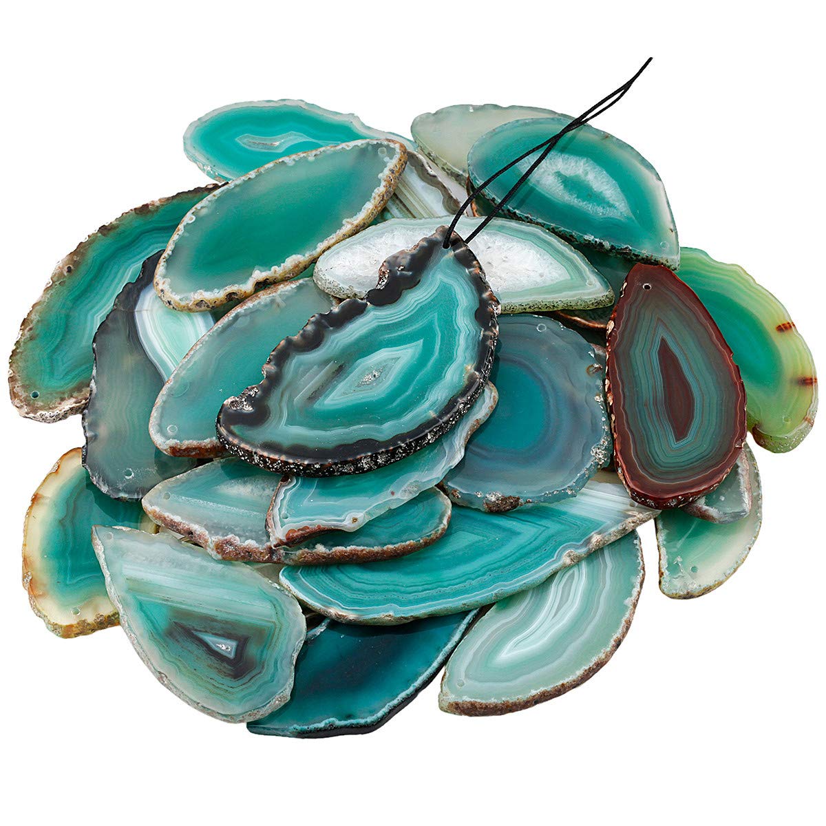 KYEYGWO Top Drilled Irregular Agate Quartz Slice Pendant Jewelry Charms for Jewelry Making, Pack of 10 โ image 1