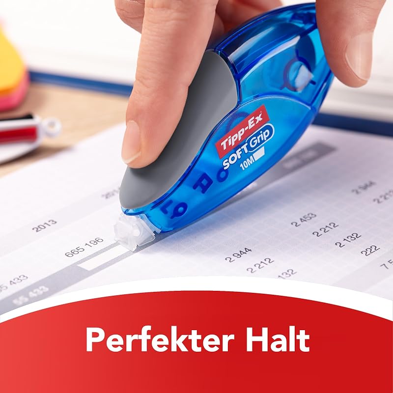 Tipp-Ex Korrekturroller Soft Grip, Korrekturmaus, 10 m x 4,2 mm, 10er-Pack, ideal für das Büro, das Homeoffice oder die Schule