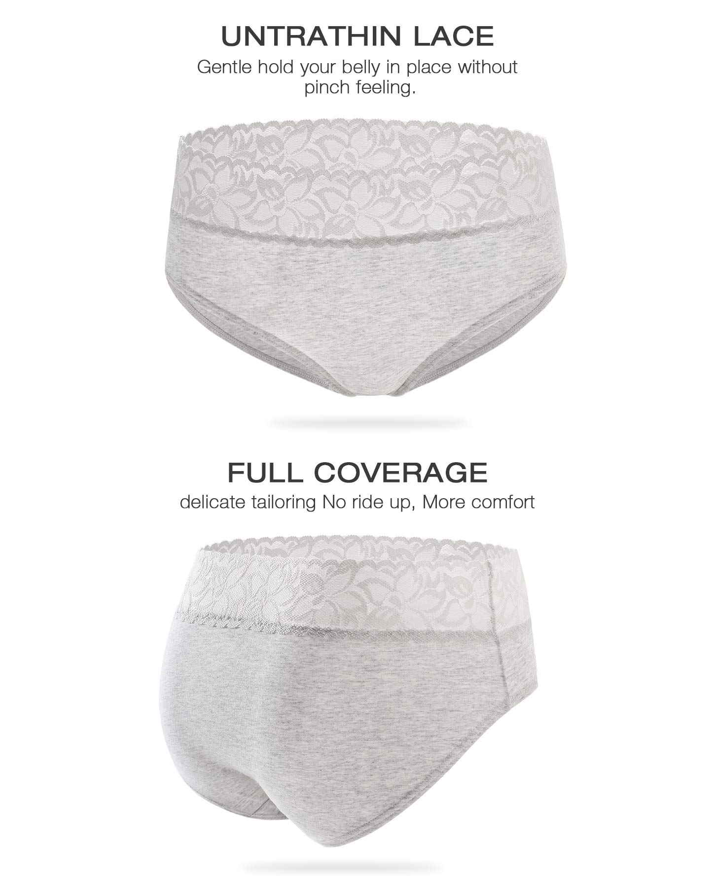 Cotton Hipster Panties for Women Lace Hiphugger Panties Bikini Underwear Pack (3020S,Solid LP)