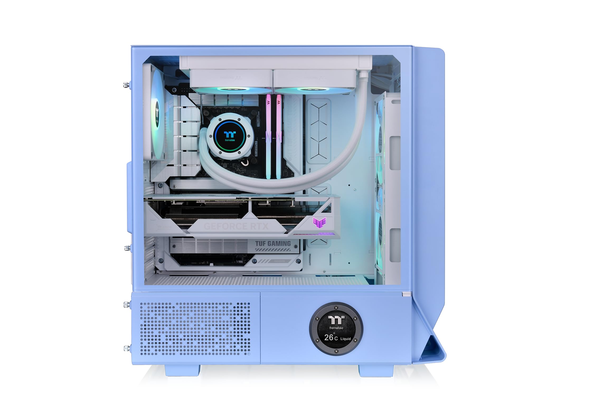 Thermaltake Ceres 350 MX | ATX Midi-Tower | 2 Frontpanels (Tempered Glass/Mesh) | Hidden-Connector Support | 2X 140mm ARGB | USB-C | leiser Airflow (Hydrangea Blue) 4