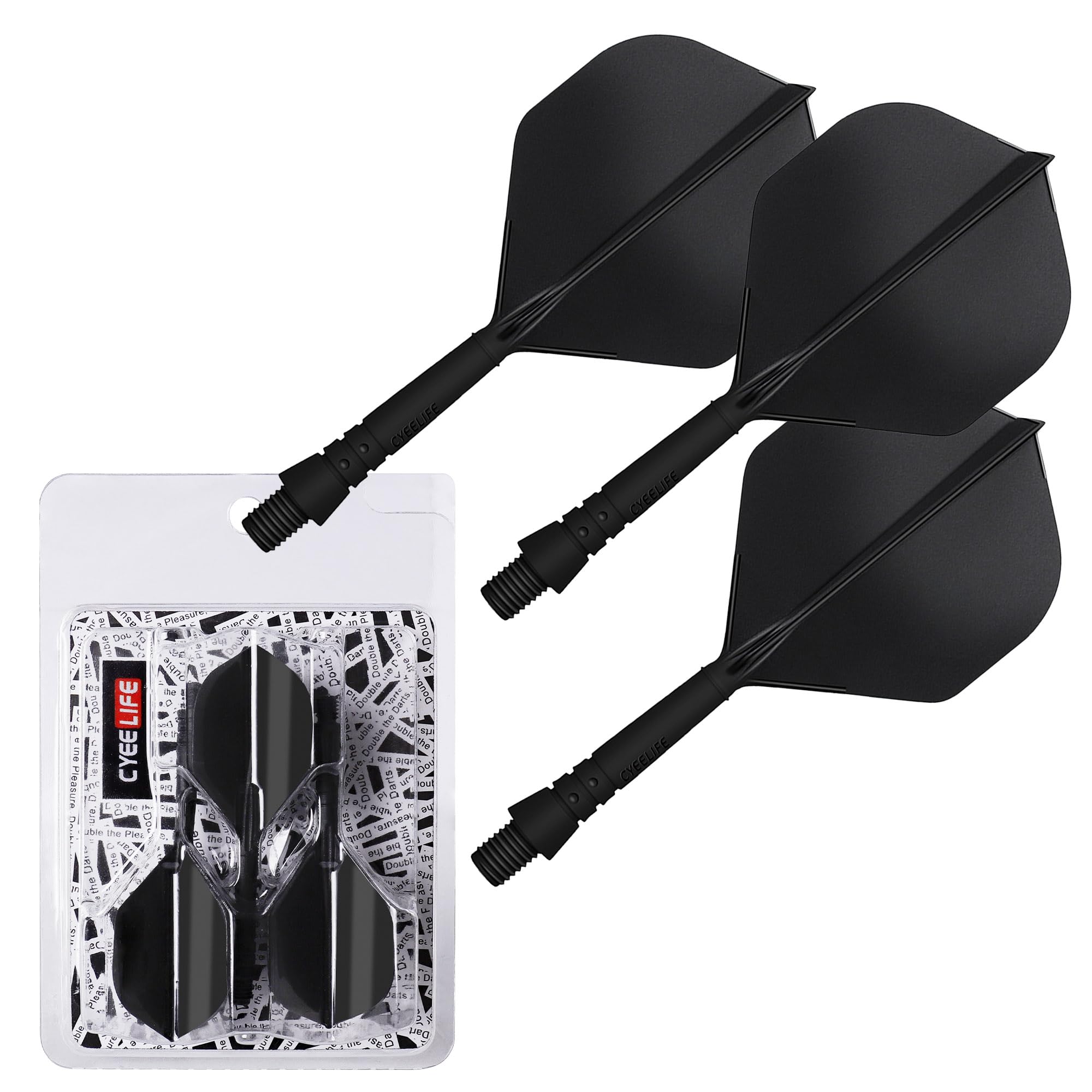 CyeeLife Integrated Dart Shaft and Flights Standard Shape,Dart Accessory Black/Red/Blue/Green/Yellow (Black-2BA)