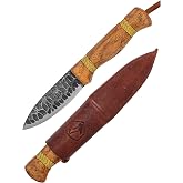 Condor Tool &amp; Knife Cavelore Bushcraft Knife with 1095 Steel - Scandi Grind | Bushcraft Knife With A 4.3-Inch 1095 High Carbon Steel Blade, Scandi Grind, Full Tang, Burnt Hickory Handle &amp; Leather Sheath.