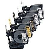 Lonitul 5P Compatible with Dymo D1 Label Tape 1/2" Replacement for Dymo Label Maker Refills D1 45010 45013 45022-24, Clear/White/Silver/Gold/Black Labels for LabelManager 160 210D 280 360D 420D PnP