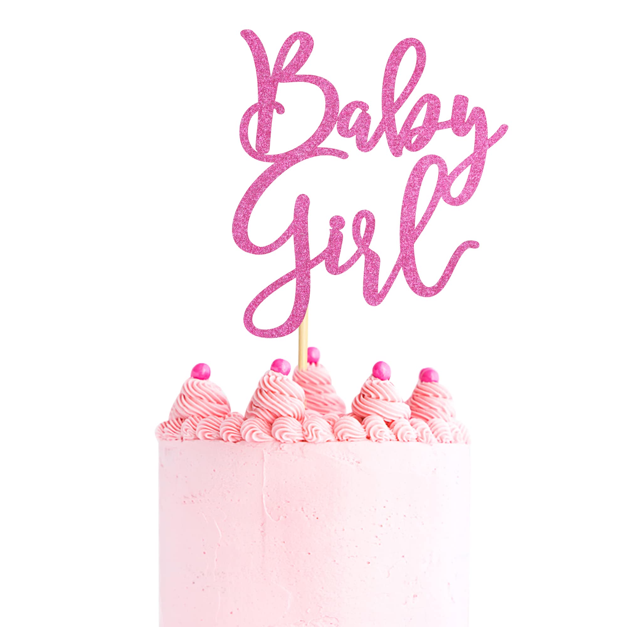 Arthsdite Cake Topper for Baby Showers or Newborns, Party Decoration, Pink Glitter