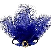 XKTEI 2pcs Sequins Feather Headpiece,1920s Flapper Headband,Mardi Gras Carnival Party Headwear Costume Accessory Women Headdress (Blue-A)