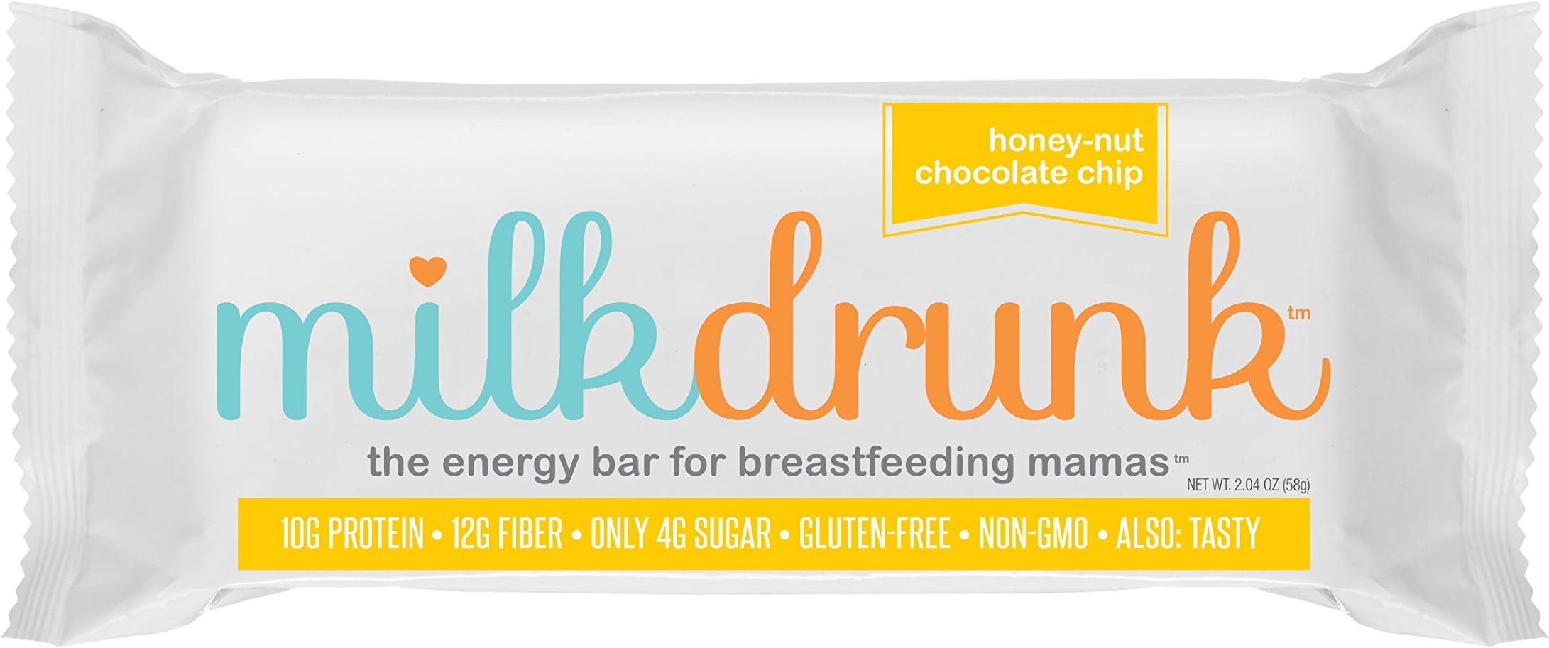 Milk Drunk Energy Protein Bars for Breastfeeding Mamas - 36 Individually Wrapped Bars - 10g Protein 12g Fiber Only 4g Sugar with Lactation Boosting Milk Making Ingredients