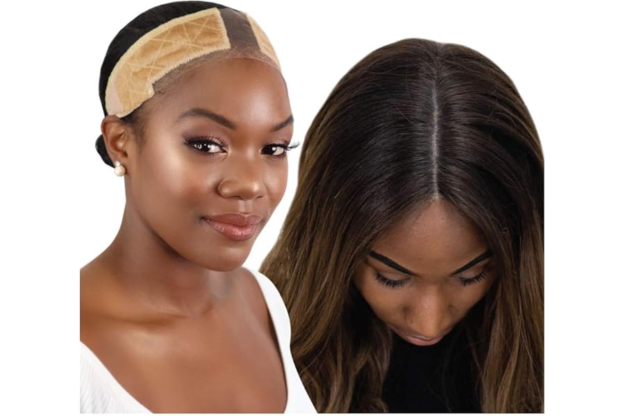 MILANO COLLECTION Wigrip, Premium Lace Wig Band for Women, Fully Adjustable & Reinforced Lace Wig Grip Band by Hairline, Comfortable and Secure Glueless Velvet Headband, Nude