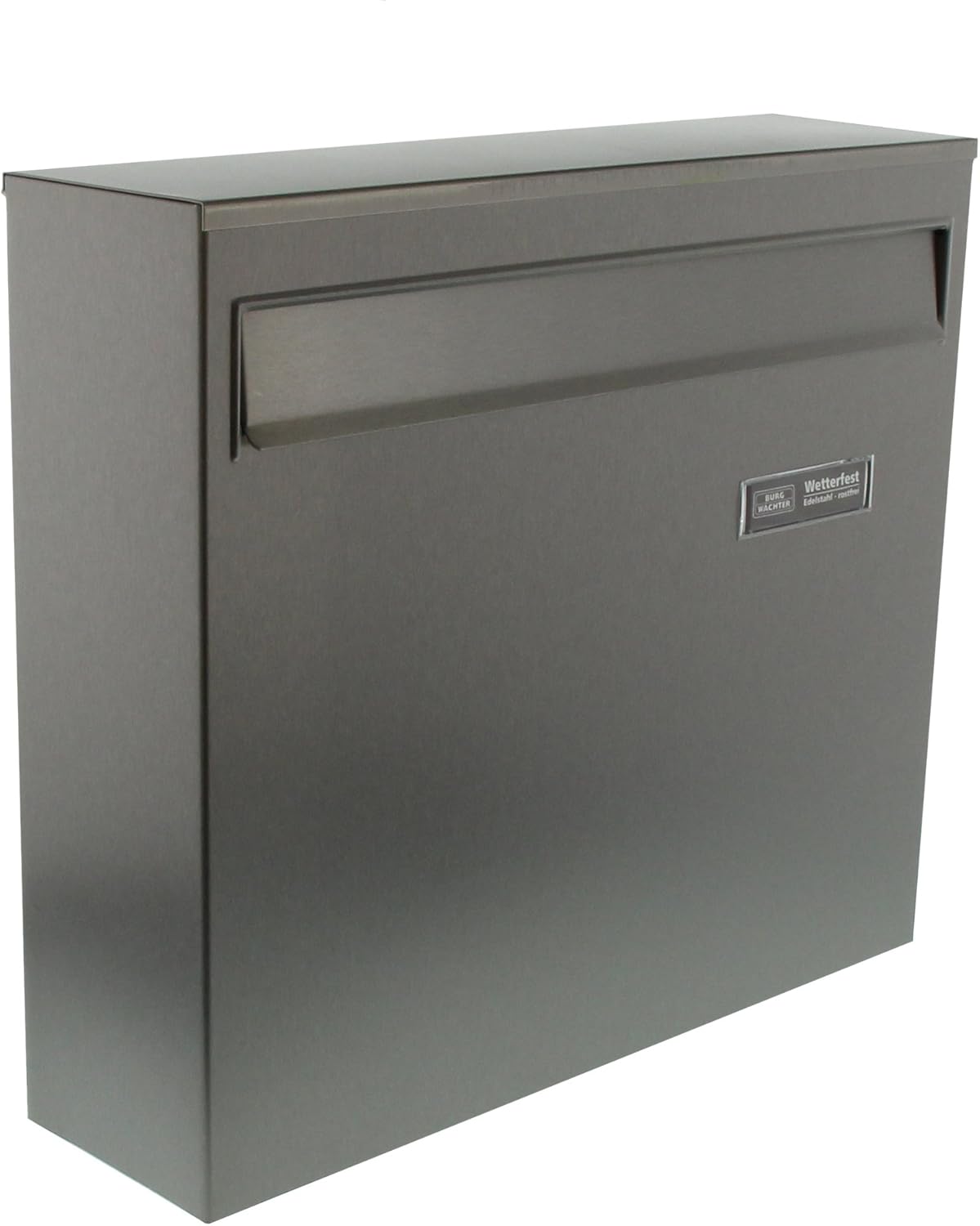 BURG-WÄCHTER Edelstahl-Briefkasten mit Öffnungsstopp, A4 Einwurf-Format, EU Norm EN 13724, Borkum 3878 Ni, Edelstahl