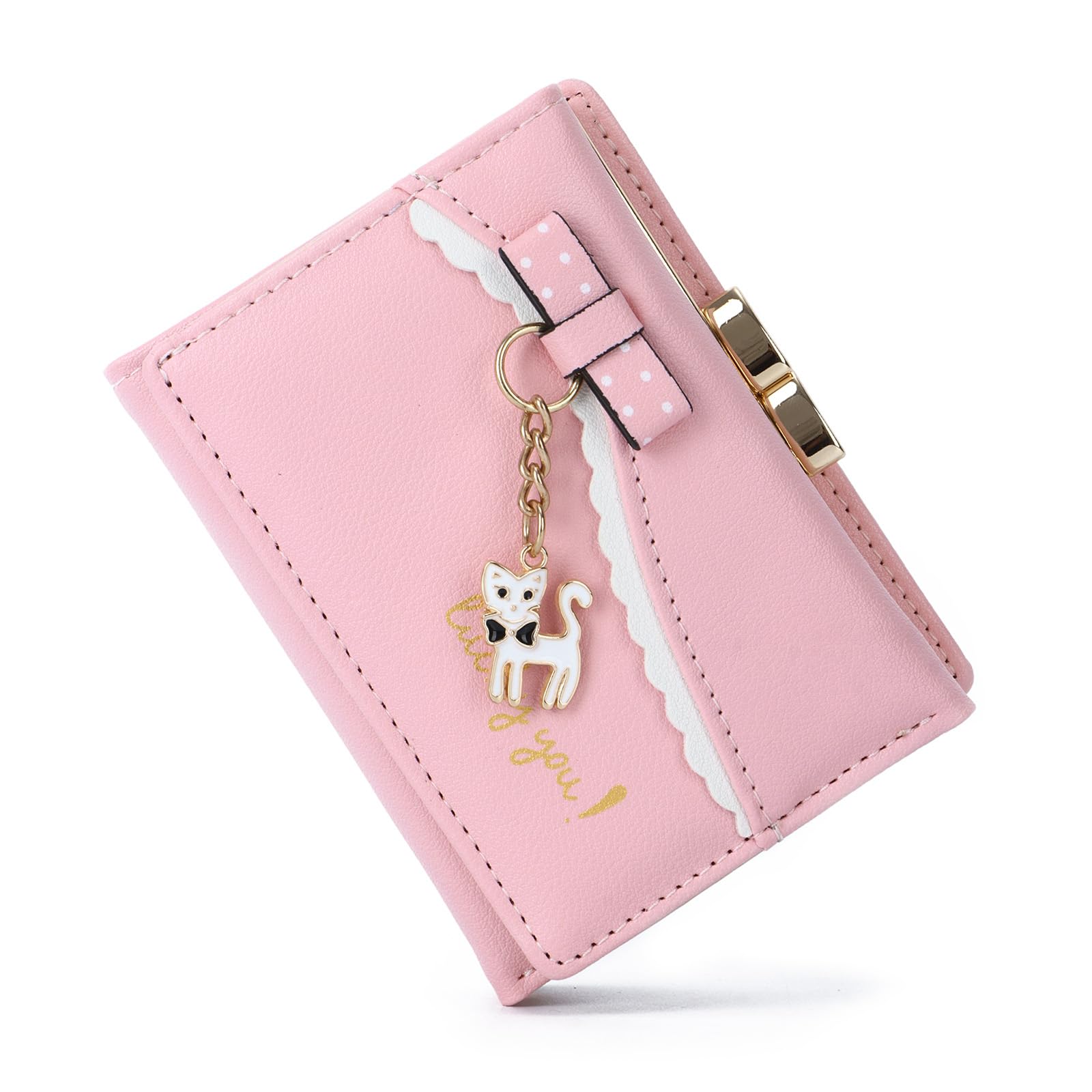 Syrads Women Wallet Small Cute PU Leather Card Holder Organizer Girls Small Cute Coin Purse,Pink