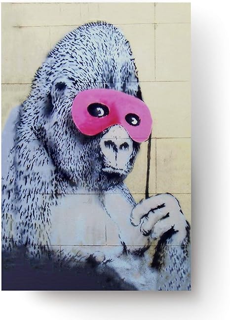 Amazon Co Jp Banksy ゴリラポスターアートプリント アニマルウォールモンキーデコレーション キングコングイラスト ヘッドマスク モダンオフィスギフト フェースハンギング かわいい装飾 71 X 50 ブラック Diy 工具 ガーデン