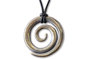 Baldur Jewelry - Spiral - Solar Cross Necklace - Troll Cross Protection - Crescent Moon - Celtic Viking Jewelry Charm Amulet - Handmade Pendant - Silver/Brass