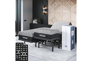 Sven & Son Bliss Adjustable Bed Base-Frame + 14 inch Hybrid Spring Matt (Medium Soft), Head and Foot Lift, Lumbar, Pillow-Tilt, Massage, Under-Bed Lights, USB - Split King
