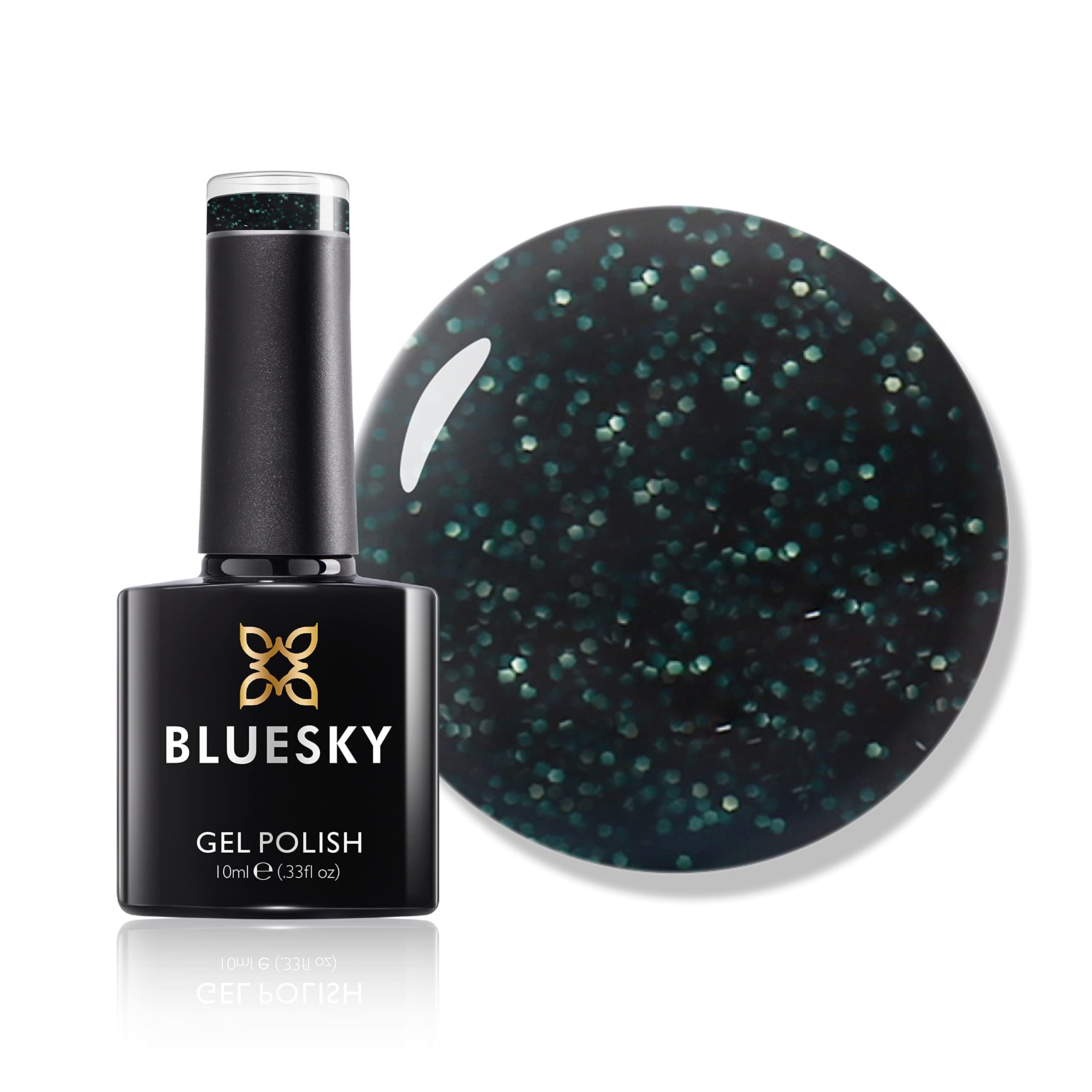 Bluesky Gel Nail Polish, Wise, Aw19, Green Glitter, Long Lasting, Chip Resistant, 10 ml (Requires Drying Under UV LED Lamp) Fw1921