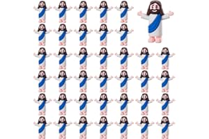 ARCHCRTC 60 Pcs Little Jesus Figurine Miniature Tiny Jesus Figures Religious Christ Savior Doll for Hide and Seek Sunday Easter Egg Stuffers Baptism Gift (60,Blue)