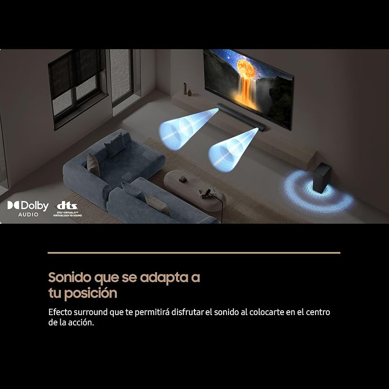 SAMSUNG HW-B650F/ZF Barra de som com Dolby Adio/DTS Virtual: X 3.1ch, modo de jogo, som inteligente, conexão Bluetooth múltipla, cor preta