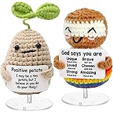 WXYXWQ Mini Funny Knitted Wool Potato Toy with Positive Card - Creative Cute Crochet Doll Cheer Up Gift for Friends, Parties, Christmas Decoration and Encouragement