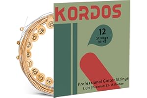 KORDOS 12 String Acoustic Strings, Vacuum-Sealed Packing Long Life, Guitar Strings for Acoustic 12 String Set - 85/15 Coated Bronze, Durable Brass Ball Ends, Hex Carbon Steel Core, Light, 10-47