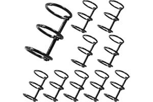 Bonsicoky 10 Pcs 3 Rings Metal Loose Leaf Binders Snap Split Hinged with 20 mm Inner Diameter, Book Rings for DIY Travel Diary, Photo Album, Binding Spines Combs (Black)