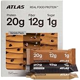 Atlas Real Food Protein Bars, 20g Protein + 11g Fiber, Variety | GLP-1 Friendly, No Artificial Sweeteners, No Sugar Alcohols, No Added Sugar, No Seed Oils, No Gluten