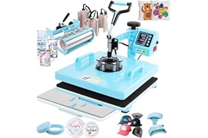 WHUBEFY Heat Press,15x15 Shirt Press Machine 8 in 1 with 30Oz Tumbler Attachment Sublimation Machine Digital Slide Out Sublimation Heat Transfer Machine, Heat Press for T-Shirts Mugs Caps Plates,1400W