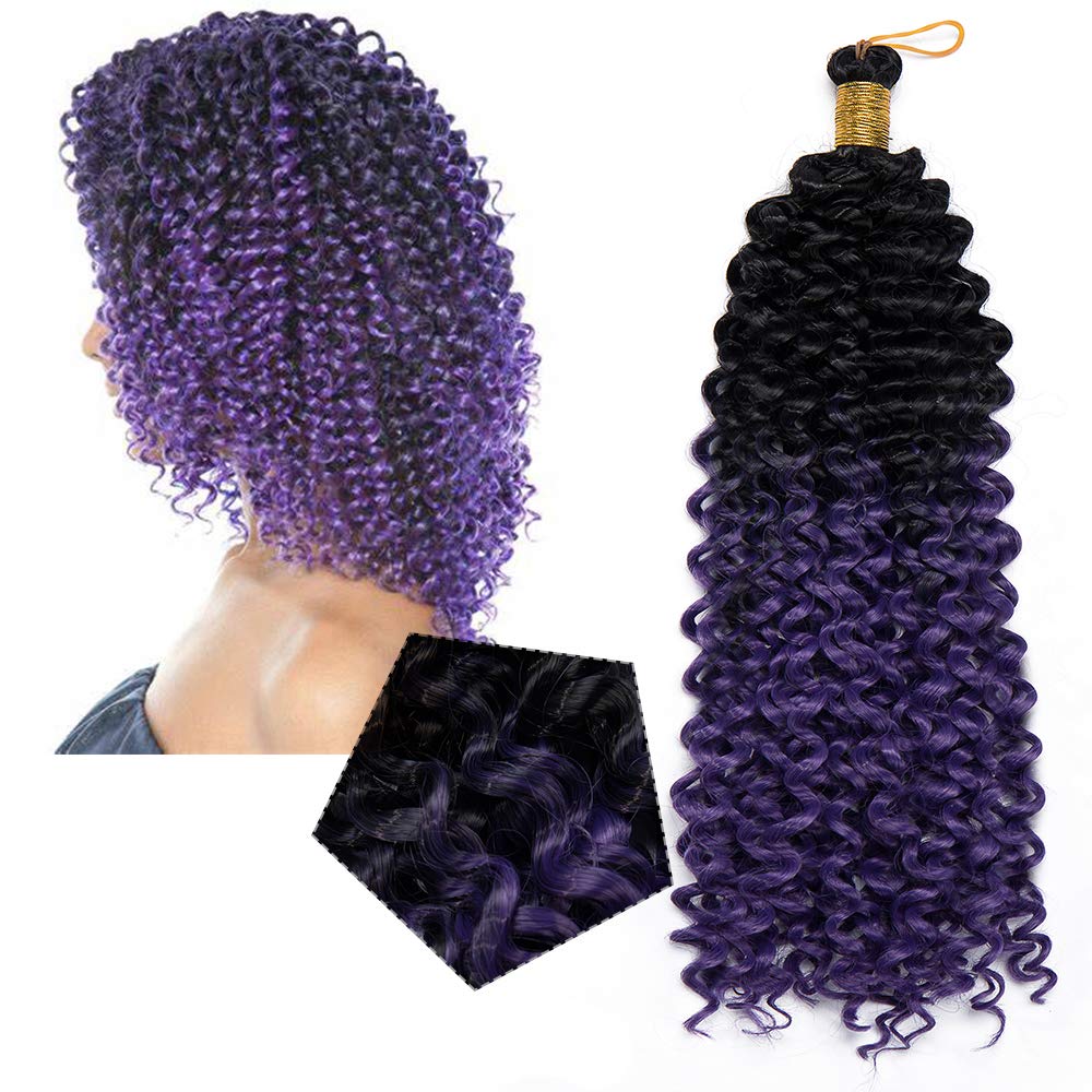 14 Inch Water Wave Marlybob Crochet Hair Twist Braids Ombre Braiding Hairpiece Synthetic Afro Weave Hair Extensions - Black to Purple