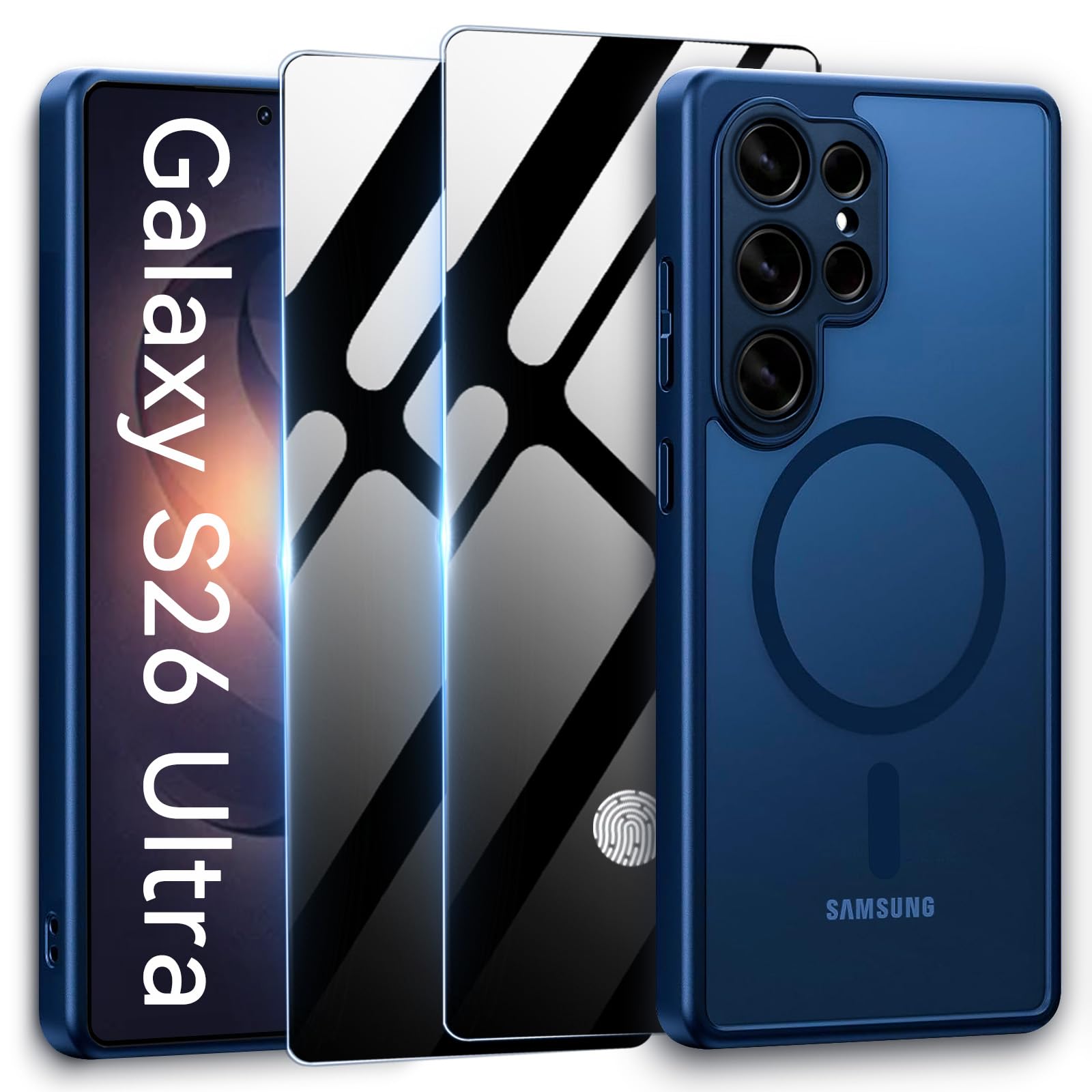 Haiseire for Samsung Galaxy S26 Ultra Magnetic Case with 2 Privacy Screen Protector [Compatible with MagSafe],Ultra-Thin Shockproof Protective Phone Case for Galaxy S26 Ultra,Blue